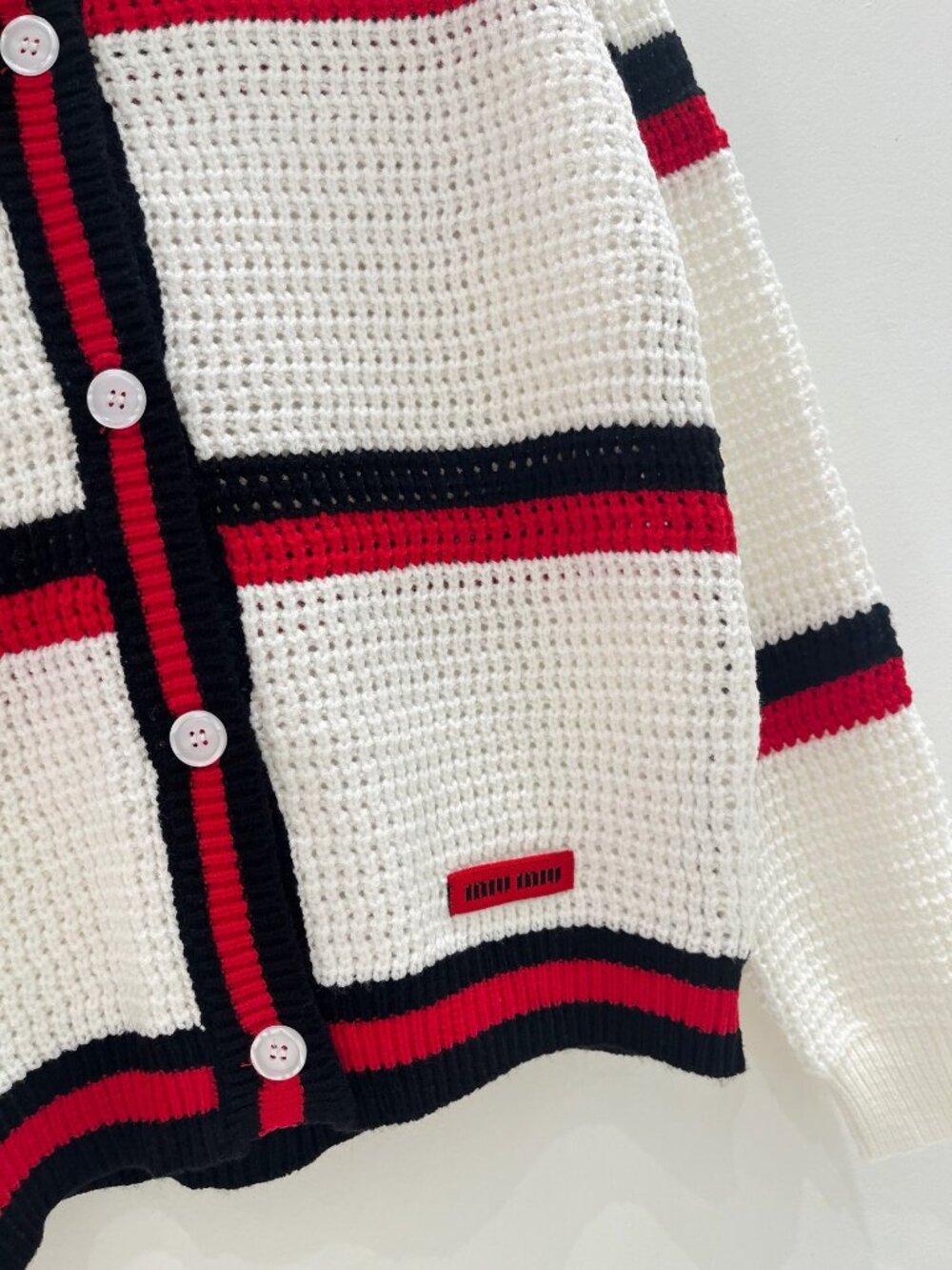 🍦Miu Miu🍦Red Label Striped Collared Knit Cardigan - Picture 4 of 6